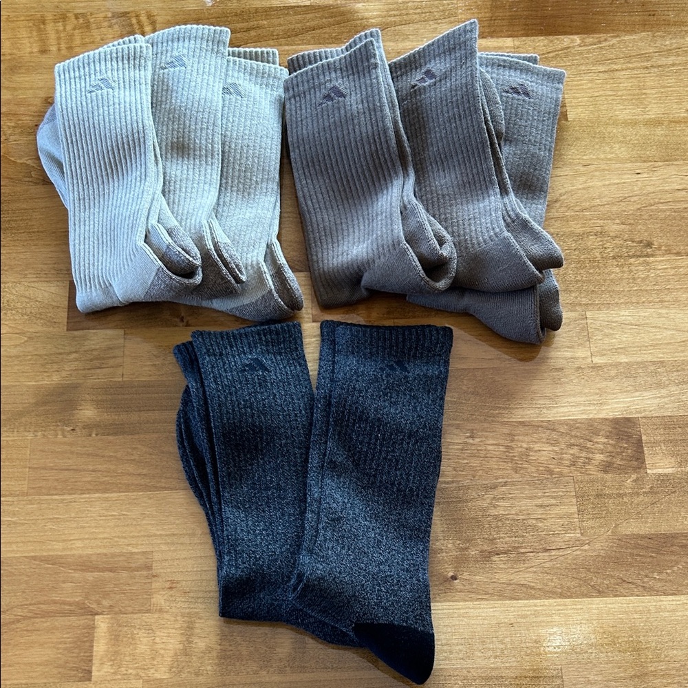 adidas Men's Casual Socks Set - Light Gray, Beige, and Dark Gray